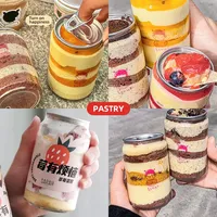 Bocaux/Bouteilles en Plastique Transparent Alimentaire Personnalisés pour Boissons Gazeuses, Gâteaux, Jus avec Logo, Faciles à Ouvrir, 210 ml, 250 ml, 330 ml, 500 ml