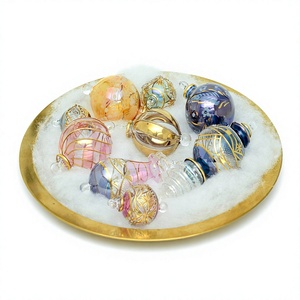 Hand Blown Glass <b>Christmas</b> Ball Ornaments 8cm 24K Gold Painted Baubles Luxury Xmas Tree Decoration Wholesale OEM - Product Image 1