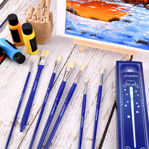 Offre Spéciale 11 pièces bleu manche en bois poils peinture brosse ronde plat artiste pinceau ensemble pour huile acrylique peinture - Product Image 3