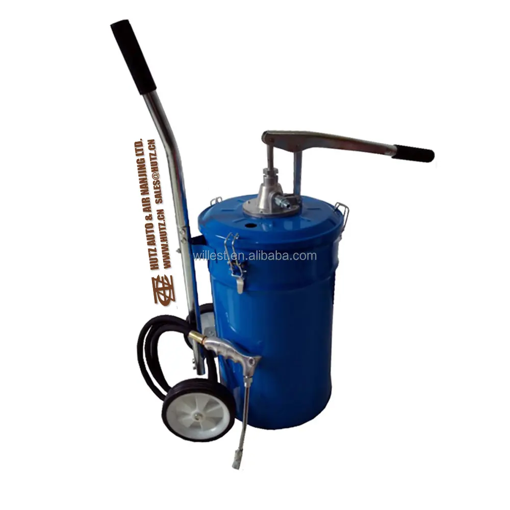 Hutz Italy style Hand Grease Pump lever operated grease dispenser bucket 25 liter on wheels GPT20LW03
