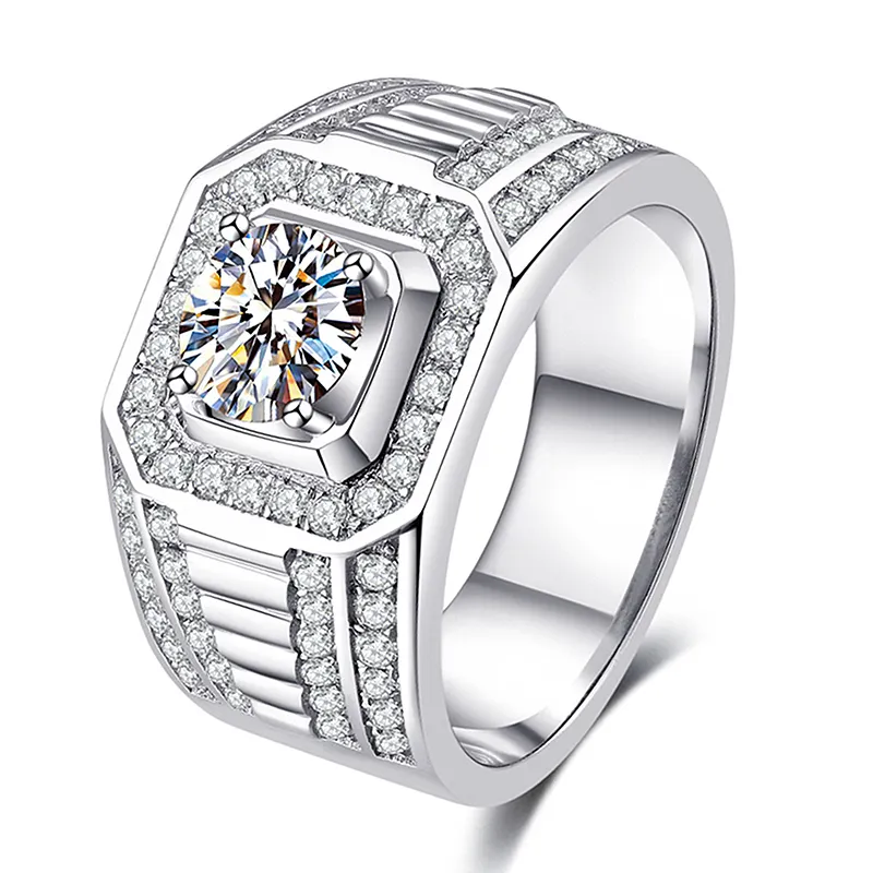 gra certified large diamond moissanite men's custom ring 925 sterling silver 1 2 3 5 ct carat vvs for men wedding luxury Jewelry
