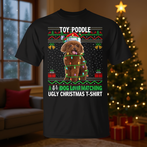 T-shirt de Noël moche assorti pour les amoureux des caniches Toy Poodle - Product Image 3