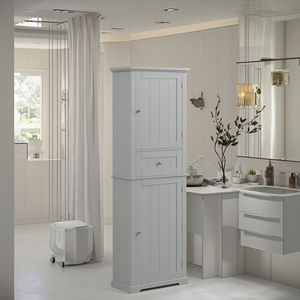 Bien لوح MDF عالي الجودة خزانة كتان قائمة بذاتها رمادية بسطح مطلي - Product Image 2