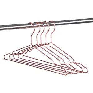 Unique heavy duty rose gold metal round hook wire laundry hangers