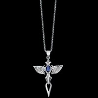 Collier tendance pour homme en acier inoxydable avec pendentif ailes d'ange et chaîne en bambou, bijou simple et polyvalent, personnalisé pour couple