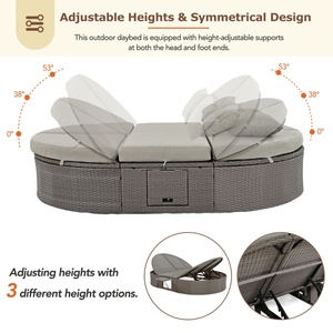 Chaise longue de jardin pliable en rotin de haute qualité avec plateau porte-gobelets, résistante à l'eau, pour pelouse et terrasse - Product Image 5
