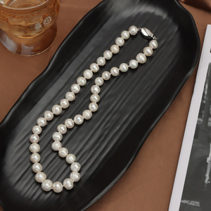 <span class=keywords><strong>Collana</strong></span> con Ciondolo a Filo da 9mm con Perle Naturali Bianche d'Acqua Dolce Annodate a Mano, Motivo Alien, <span class=keywords><strong>Collana</strong></span> a Catena per Clavicola, Vendita all'Ingrosso - Product Image 4