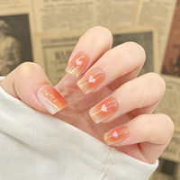 Ongles à presser carrés courts de style français, couleur nude, design personnalisé, en ABS, avec personnalisation du logo et de l'emballage