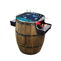 Machine d'arcade multi-jeux en forme de baril, 60 jeux d'arcade, machine de table en forme de baril de vin, machine d'arcade cocktail, machine en véritable baril, version anglaise, garantie 1 an