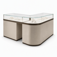 Vitrine à bijoux en verre commercial avec éclairage LED, cadre en acier inoxydable, vitrine durable sur mesure pour bijouterie