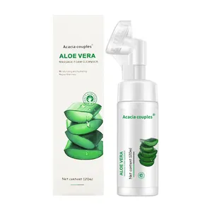 Tự nhiên hữu cơ nhẹ nhàng Aloe Vera Thuốc rửa mặt bàn chải Sữa rửa mặt bọt Mousse trang điểm Remover