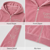 Hoodie personnalisé pour femme, coupe courte, zippé, avec manches ornées de strass, coupe décontractée, pour un usage quotidien, style décontracté et tendance