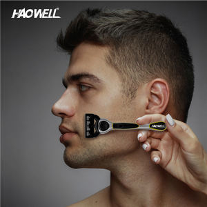 Q01 картридж сменный металлический с резиновой ручкой 5 пять лезвий бритвенная система лезвия бритвы для мужчин - Product Image 6