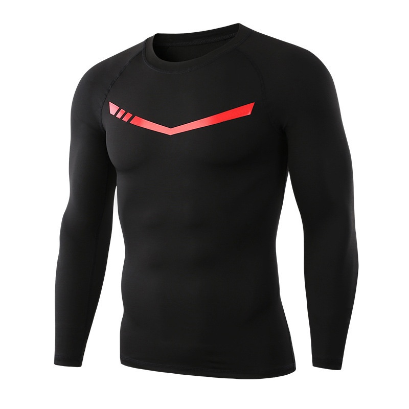 Men's Autumn Quick-Drying Anti-Bacterial Fitness Active Compression Tops Sports Long-Sleeved High-Elastic Tight Skinny Fit Yoga