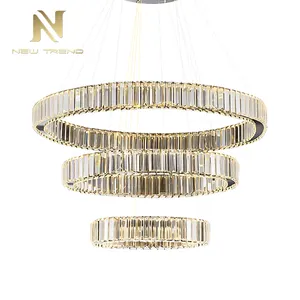Contemporary Design Ceiling Pendant Lamp Support Custom Crystal Rings Led Chandelier