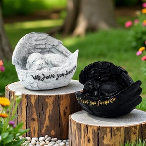 Cross-border Special <b>Angel</b> Dog Tombstone Memorial <b>Guardian</b> Ornament Courtyard Garden Pet Statue Resin Craft Decoration Artistic - Product Image 3