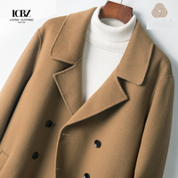 Trench-coat en coton lourd pour hommes pardessus chaud d'hiver avec revers simple boutonnage Slim Fit Long Style Blazer veste surdimensionnée