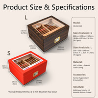 Humidor à cigares avec dessus en verre, capacité de 50/75 cigares, avec hygromètre numérique, cèdre espagnol, vente en gros OEM