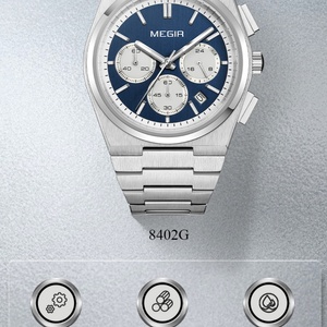 Relojes Megir 8402 para Hombre, Reloj de Cuarzo de Acero Inoxidable de Lujo, Resistente al Agua 5 ATM - Product Image 3