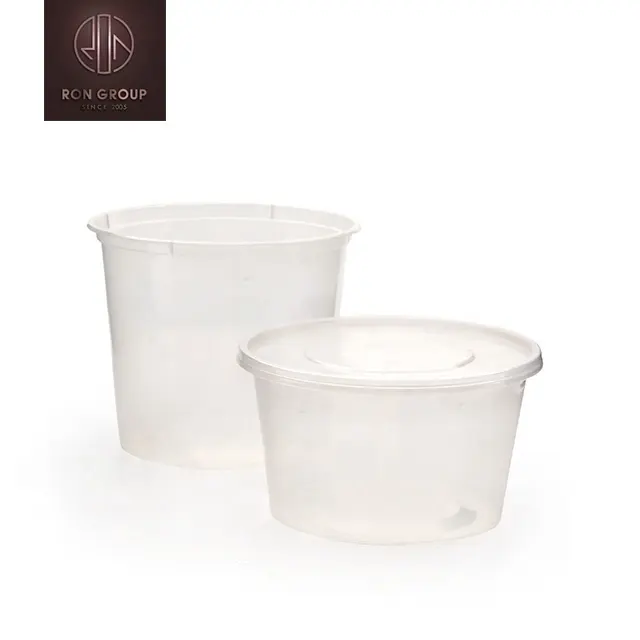 Custom Logo Fast Food Restaurant Cafe Bubble Tea PET Plastic Clear PP Disposable Cups With Dome Flat Lid