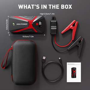 <span class=keywords><strong>D</strong></span>émarreur pour moteurs essence et diesel jusqu'à 8.5L et 5.0L 12V Portable 1600A Peak Car Battery Jump Starter avec lampe de poche à affichage LED - Product Image 2