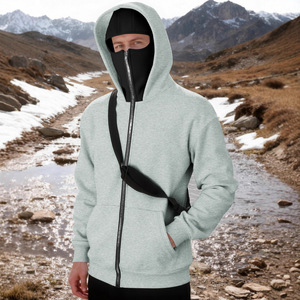 Sweat-shirt à capuche zippé double couche de haute qualité, style automne/hiver, tendance, à la mode, ample, épais, pour hommes - Product Image 2