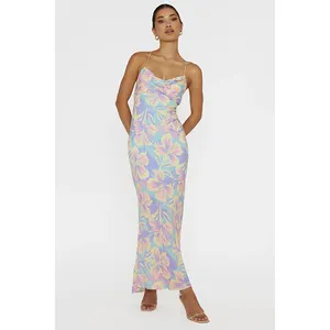 New Arrivals Off The Shoulder Strapless Design Backless Sexy Trend Color Satin Wrapped Chest Casual Maxi Dress