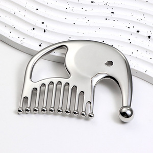 Peigne de massage en métal, peigne des méridiens, bâton de massage pour la zone des yeux, <span class=keywords><strong>petit</strong></span> peigne éléphant mignon à cinq dents, soin capillaire - Product Image 2