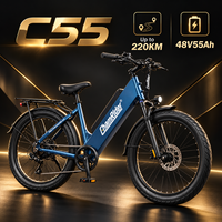 Sepeda Listrik Chamrider 26 Inci Ban Tebal 3.0 48V 55Ah 80Nm Torsi Tinggi Rem Cakram Hidrolik Shimano 7 Speed Delivery Ebike C 55