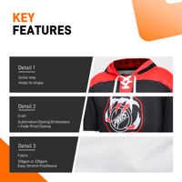 Maßgefertigte Hockey-Hoodies Unisex Umweltfreundlich Winddicht Antibakteriell Schnelltrocknend 95% Polyester 5% Spandex OEM-Service Bedruckte Flagge