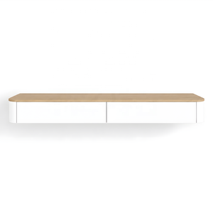 Round Edge <strong>Wall</strong> <strong>Mounted</strong> TV <strong>Unit</strong> <strong>Media</strong> Console Living Room Wooden Floating Hanging TV Stand Cabinet - Product Image 5