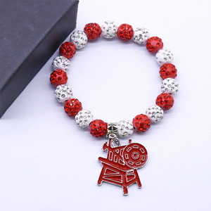 Wholesale Fancy Red and <strong>White</strong> Crystal Ball Beaded HEROINES of JERICHO Charm Making Masonic HOJ Lady Jewelry Elastic <strong>Bracelet</strong> - Product Image 6