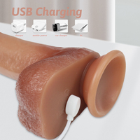 S-Hande Heating Dildo Vibrant Électrique Réaliste en PVC Souple, Grand Modèle, avec Ventouse, Marron, pour Femmes