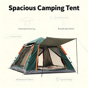 <span class=keywords><strong>Tente</strong></span> de camping automatique pliable, imperméable, respirante et coupe-vent, en tissu Oxford, pour 3-4 personnes, une seule couche, utilisable en toutes saisons - Product Image 3