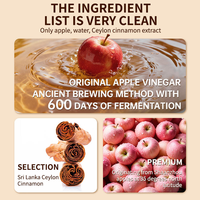 Vinaigre de cidre à la cannelle de Ceylan, citrate de sodium, OEM, emballage personnalisé en vrac, qualité alimentaire, portable
