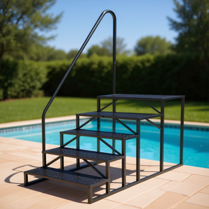 Escalera de piscina de acero antideslizante de 5 peldaños con pasamanos, capacidad de 660 lb, para acceso a piscinas exteriores. - Product Image 2