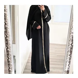 Atacado De Uae Malaio Emendado Lantejoula Noir Robe Frauen Cardigan Vestido Mulheres Muçulmanas Abaya