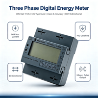 Compteur triphasé kWh fabriqué en OEM/ODM, homologué MID, classe B, rail DIN 3x80A 230/400V, M-Bus pour stockage d'énergie