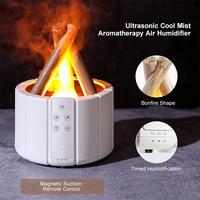 Humidificateur feu de joie 3D simulé 250ml Humidificateur d'air Flamme Lampe LED Diffuseur d'arômes avec télécommande