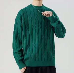 เสื้อสเวตเตอร์คอกลมผู้ชายผ้าฝ้าย100% แท้ป้องกันการหดตัวดีไซน์ทันสมัย2025ฤดูใบไม้ร่วง/ฤดูหนาวระบายอากาศได้ดี - Product Image 4