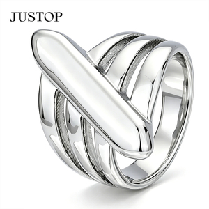 304 316 Geometric <b>tungsten</b> <b>ring</b> Silver plated unisex <b>ring</b> Open adjustable band <b>ring</b> Daily wear fashion jewelry - Product Image 1