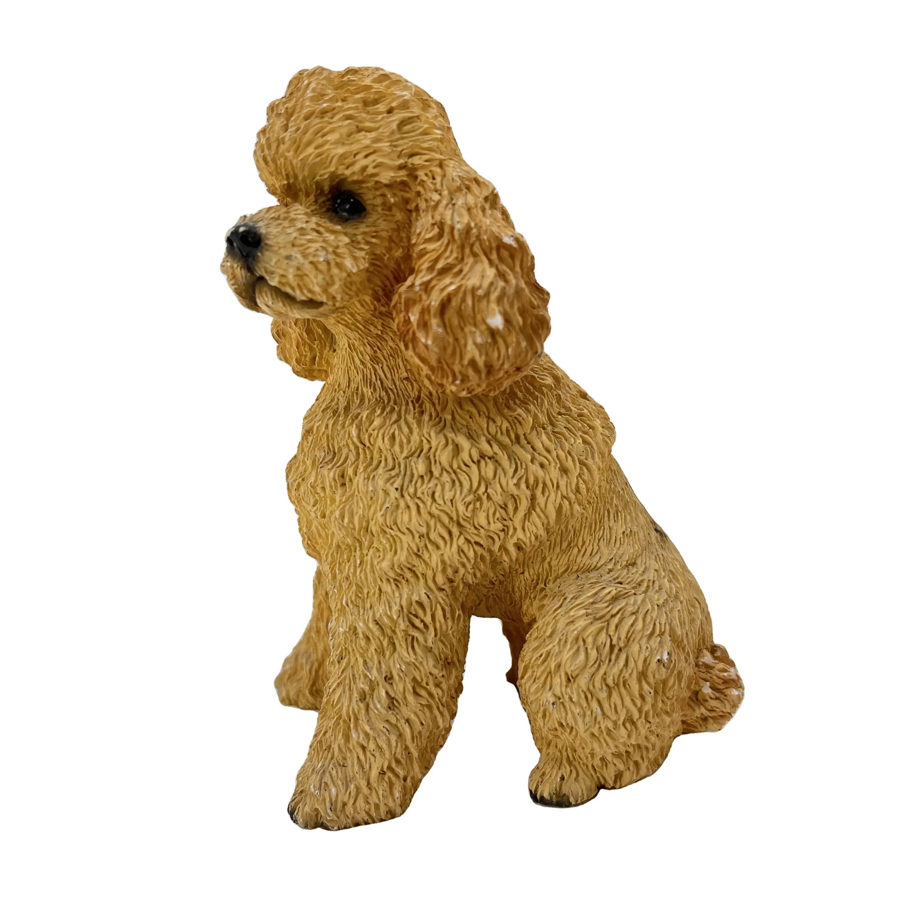 Mini giocattolo cane statua artigianato in resina divertente simpatico barboncino cane dorato elegante cucciolo Teddy Cake Top ornamento accessori per la casa