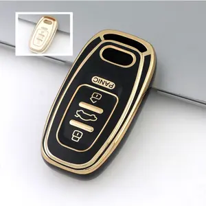 Gold TPU Car Key Case For Audi A1 A3 A4 A5 A6 A7 A8 Q3 Q5 Q7 S3 S4 S5 S6 S7 S8 R8 TT Holder Protector Fob Accessories Key Cover