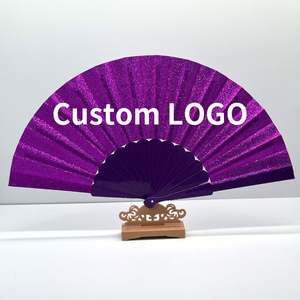 Wholesale Polyester Personalized Large13inch Plastic <b>Handheld</b> <b>Fan</b> Sublimation Blanks DIY Folding Hand <b>Fan</b> for Festival/Wedding - Product Image 2