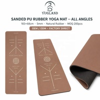 Tapis de yoga Yugaland Alignment Line en PU sablé, antidérapant, avec base en caoutchouc, pour débutants en yoga et Pilates, vente en gros