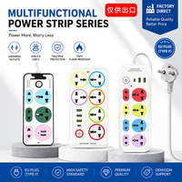 Regleta de Enchufes Universal con USB, 5 Tomas, Cable de Extensión, Adaptador Multi-Enchufe, Centro de Carga de Escritorio Colorido, Enchufes Personalizables