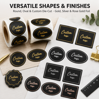 Autocollants personnalisés avec logo en feuille d'or, vinyle adhésif noir mat imperméable pour bougies, pots, sacs de café, parfums, cadeaux