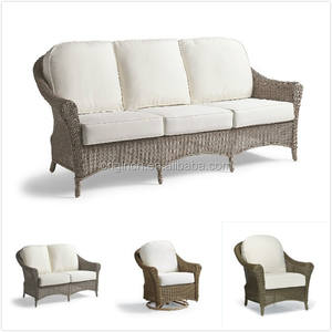 Canapé en rotin antique, meubles de jardin d'extérieur en osier tissé à la main, style ancien - Product Image 2