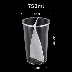 Gobelets en plastique jetables transparents PP à double compartiment 16oz 24oz pour Boba, Bubble Tea, café, boissons doubles à partager avec couvercles - Product Image 4