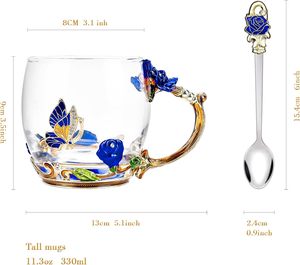 Tasses à café en verre isothermes sans plomb avec logo personnalisé, cadeaux uniques pour femmes, mamans, motif floral, cadeaux de la Saint-Valentin, cadeaux d'anniversaire - Product Image 3